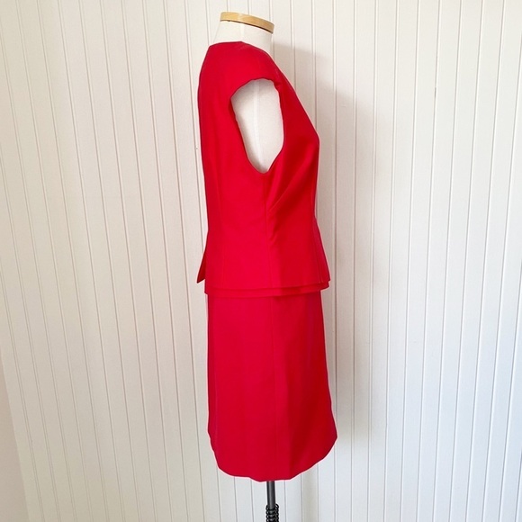 NWT Ted Baker Red Peplum Zip Front Career Dress Size 12 - Picture 3 of 11